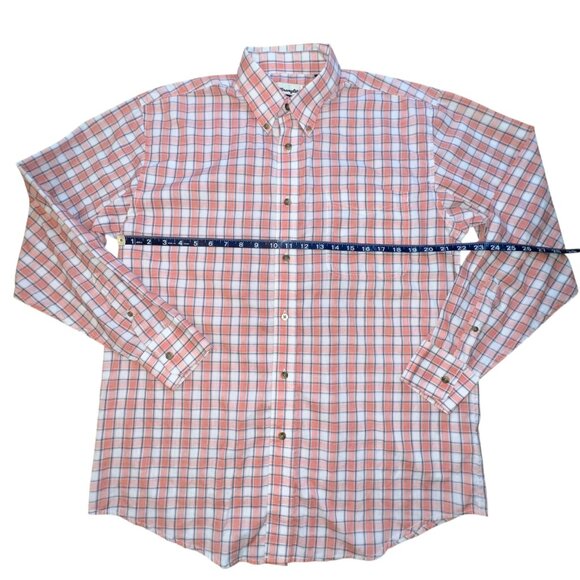Men's Wrangler Riata Plaid Stripes Rodeo Arena Western Pocket Shirt - Large - Picture 13 of 15